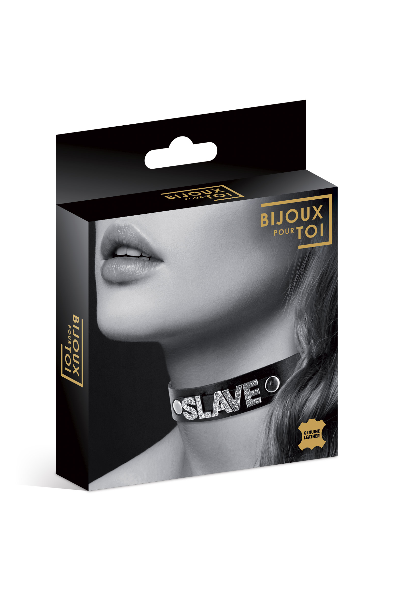 Bijoux Pour Toi — Collier SLAVE strass cuir noir