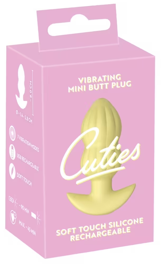 Cuties vibrating plug strié jaune 8cm