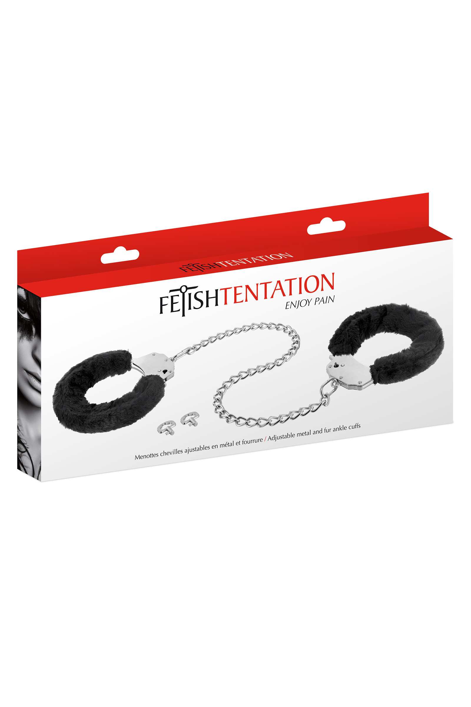 Menottes chevilles métal et fourrure noire