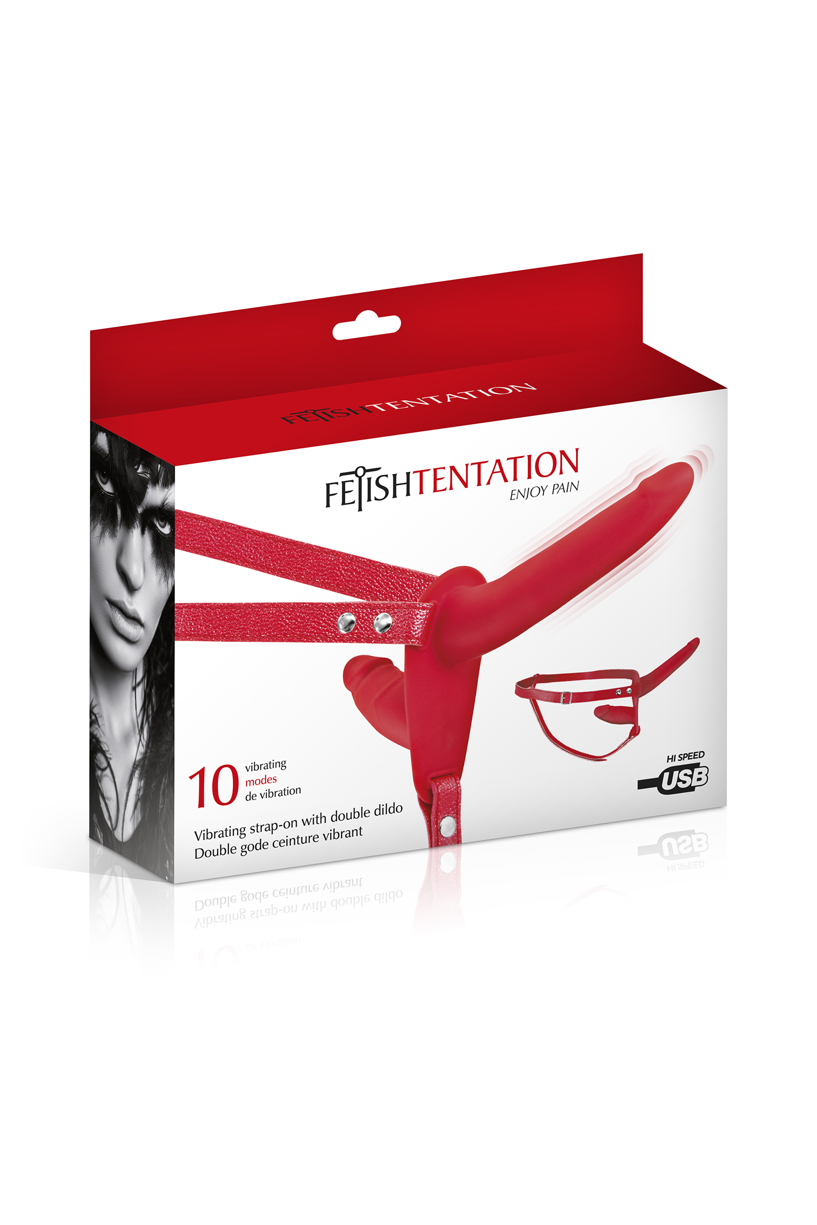 Double gode ceinture vibrant rouge
