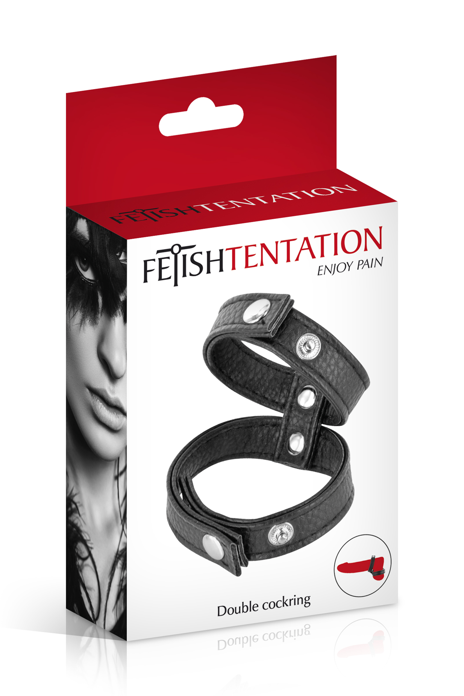Double cockring simili-cuir pression