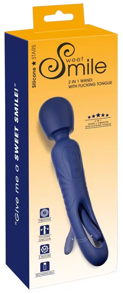Smile 2 in 1 Wand Flicking Tongue Bleu